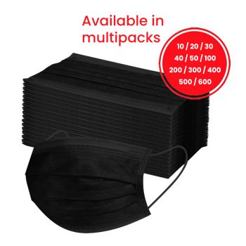 Black Disposable 3-Ply Adjustable Face Masks