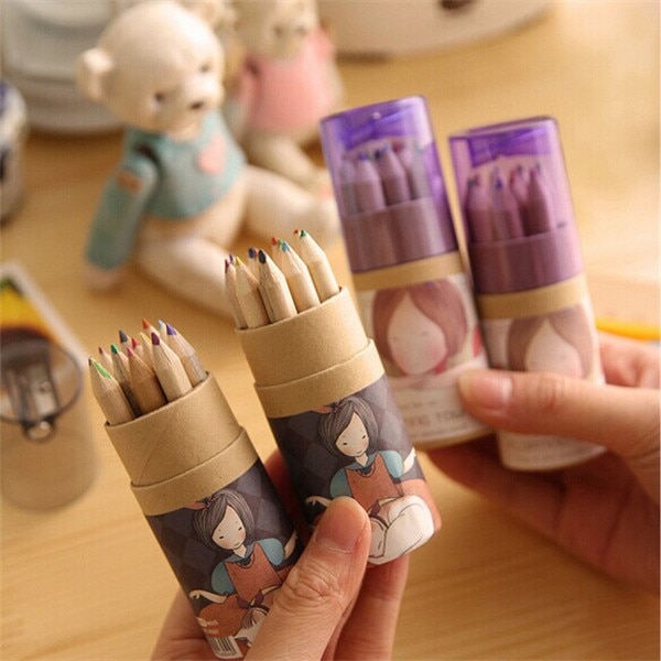 12 Colouring Pencils Holder with Sharpener